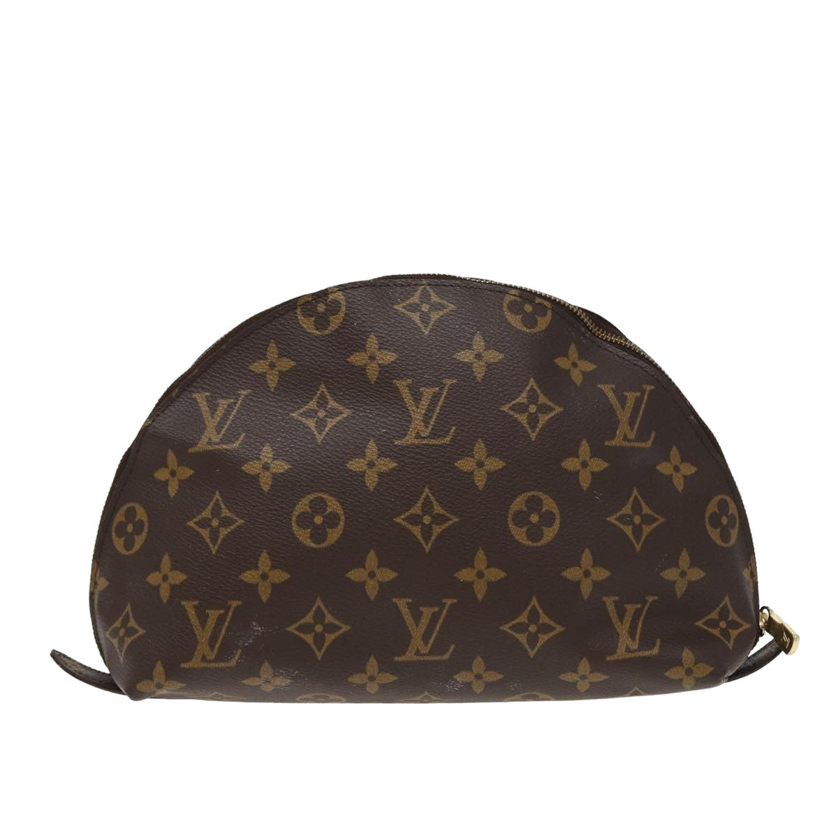 LOUIS VUITTON Monogram Trousse Demi Ronde Cosmetic Pouch M47520 LV Auth 78012
