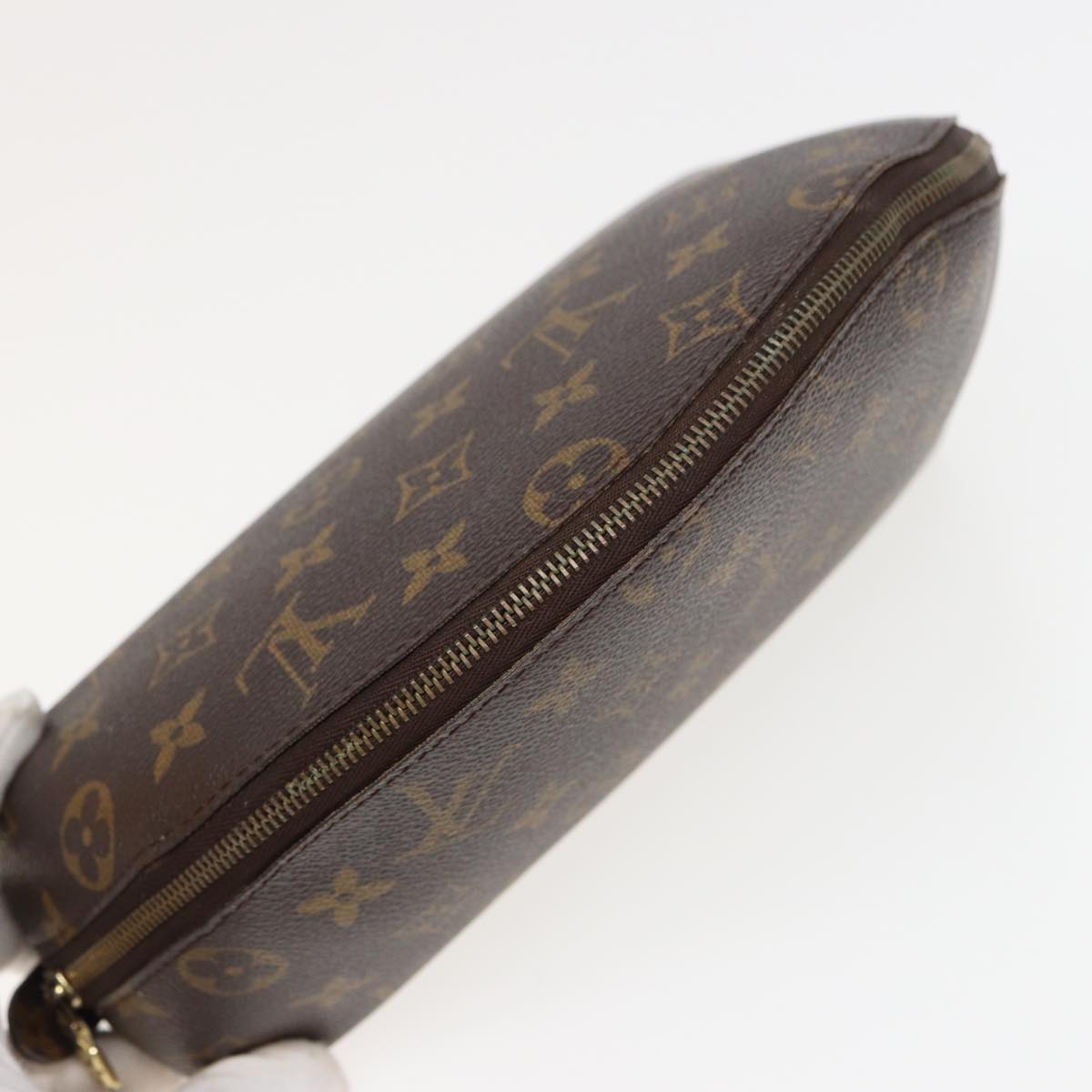 LOUIS VUITTON Monogram Trousse Demi Ronde Cosmetic Pouch M47520 LV Auth 78014