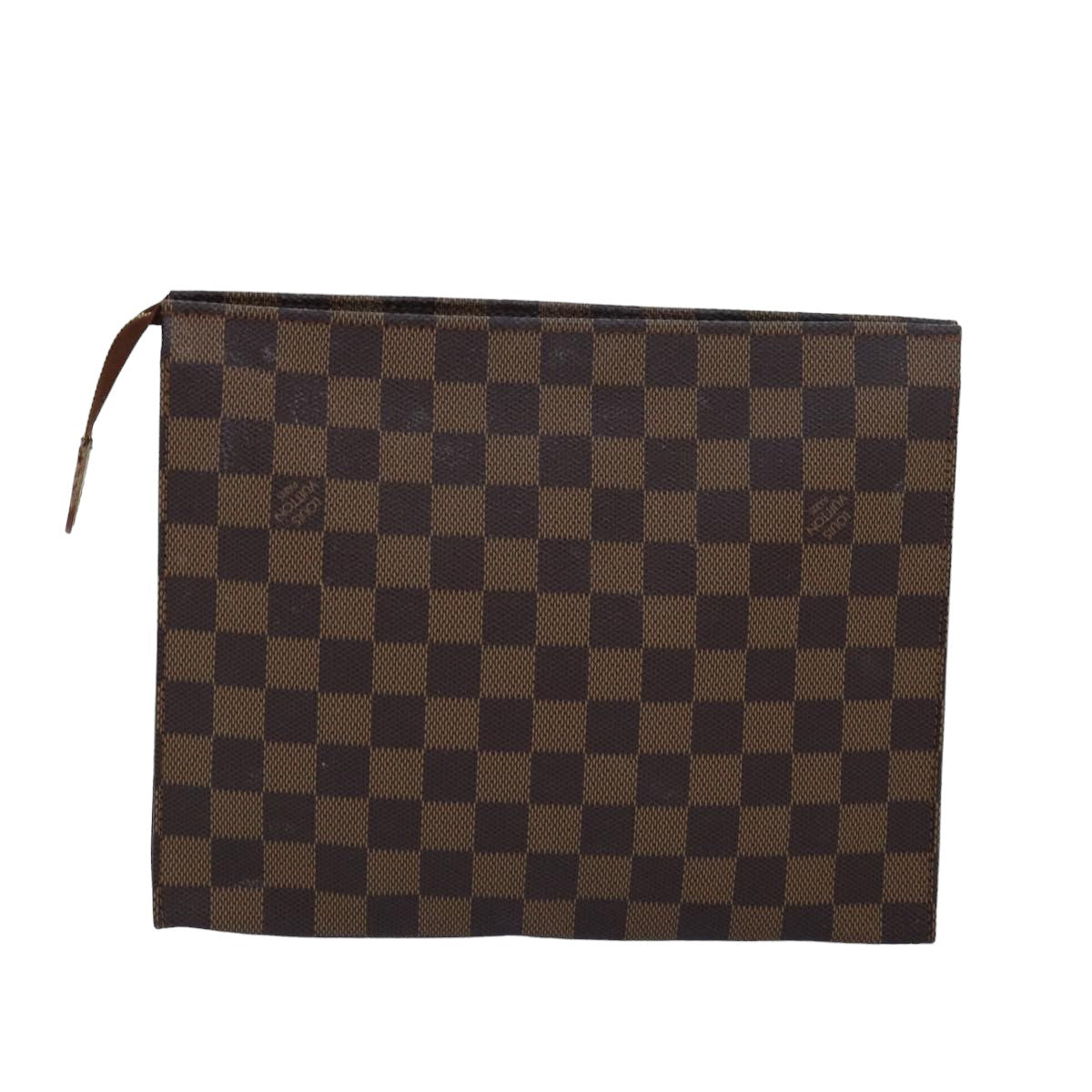 LOUIS VUITTON Damier Ebene Poche Toilette 26 Pouch N47543 LV Auth 78127