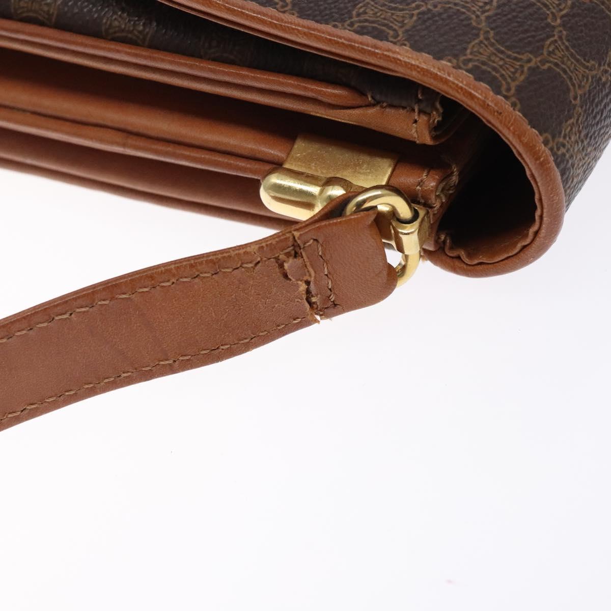 CELINE Macadam Canvas Shoulder Bag PVC Leather Brown Auth 78223