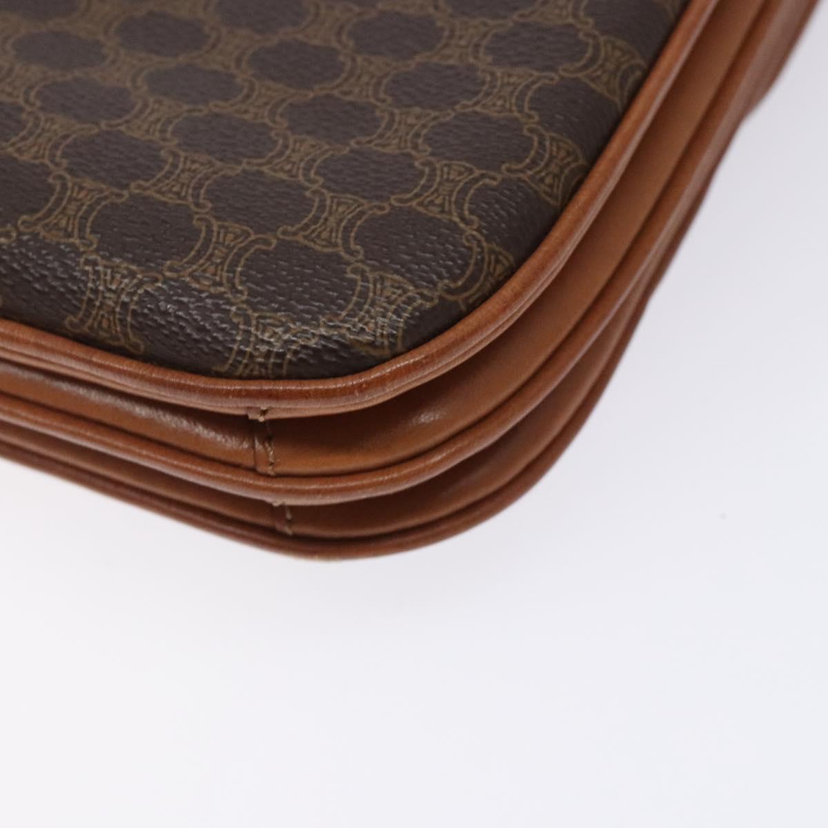 CELINE Macadam Canvas Shoulder Bag PVC Leather Brown Auth 78223