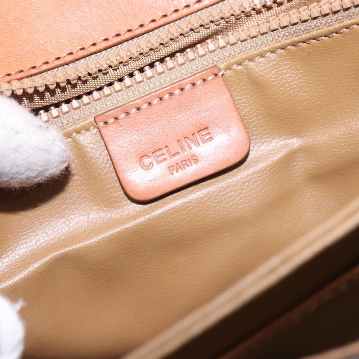 CELINE Macadam Canvas Shoulder Bag PVC Leather Brown Auth 78223