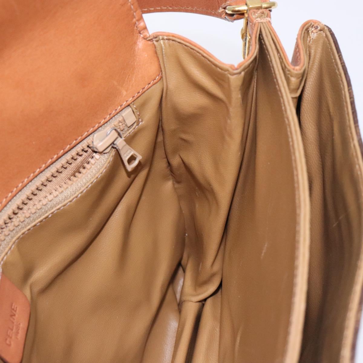 CELINE Macadam Canvas Shoulder Bag PVC Leather Brown Auth 78223