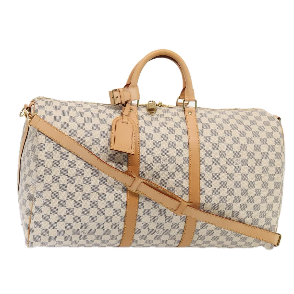 LOUIS VUITTON Damier Azur Keepall Bandouliere 55 Boston Bag N41429 Auth 78568SAV