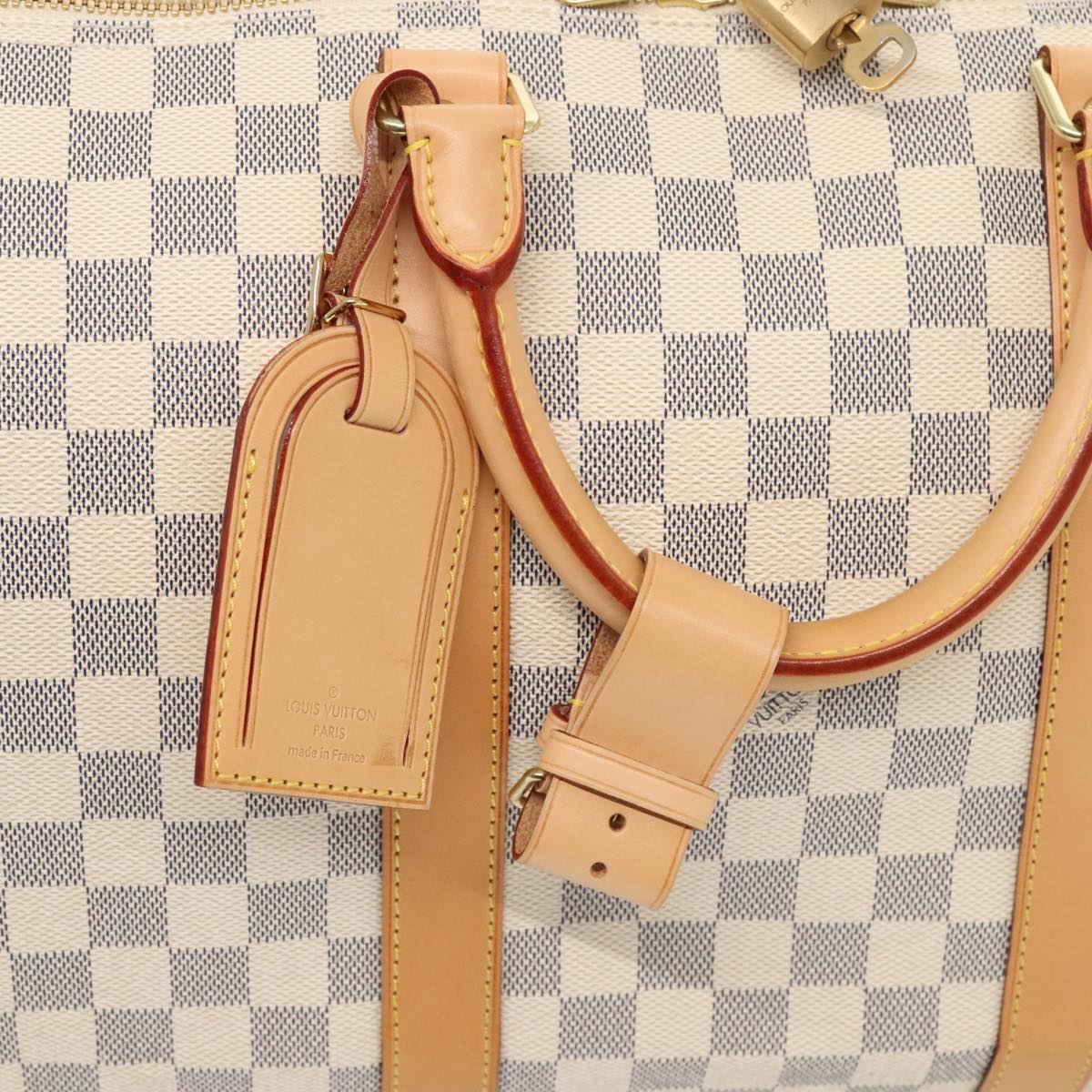 LOUIS VUITTON Damier Azur Keepall Bandouliere 55 Boston Bag N41429 Auth 78568SAV