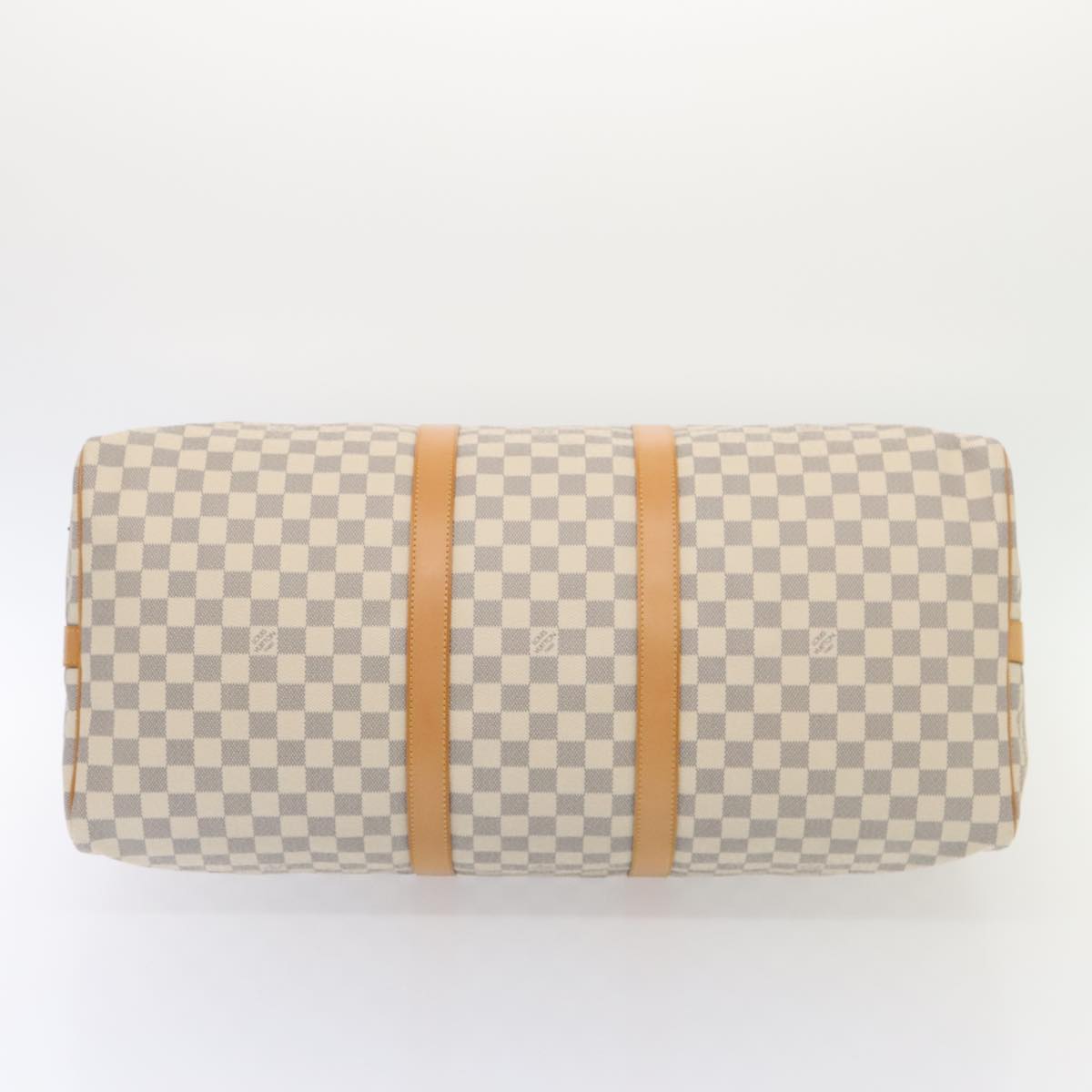LOUIS VUITTON Damier Azur Keepall Bandouliere 55 Boston Bag N41429 Auth 78568SAV