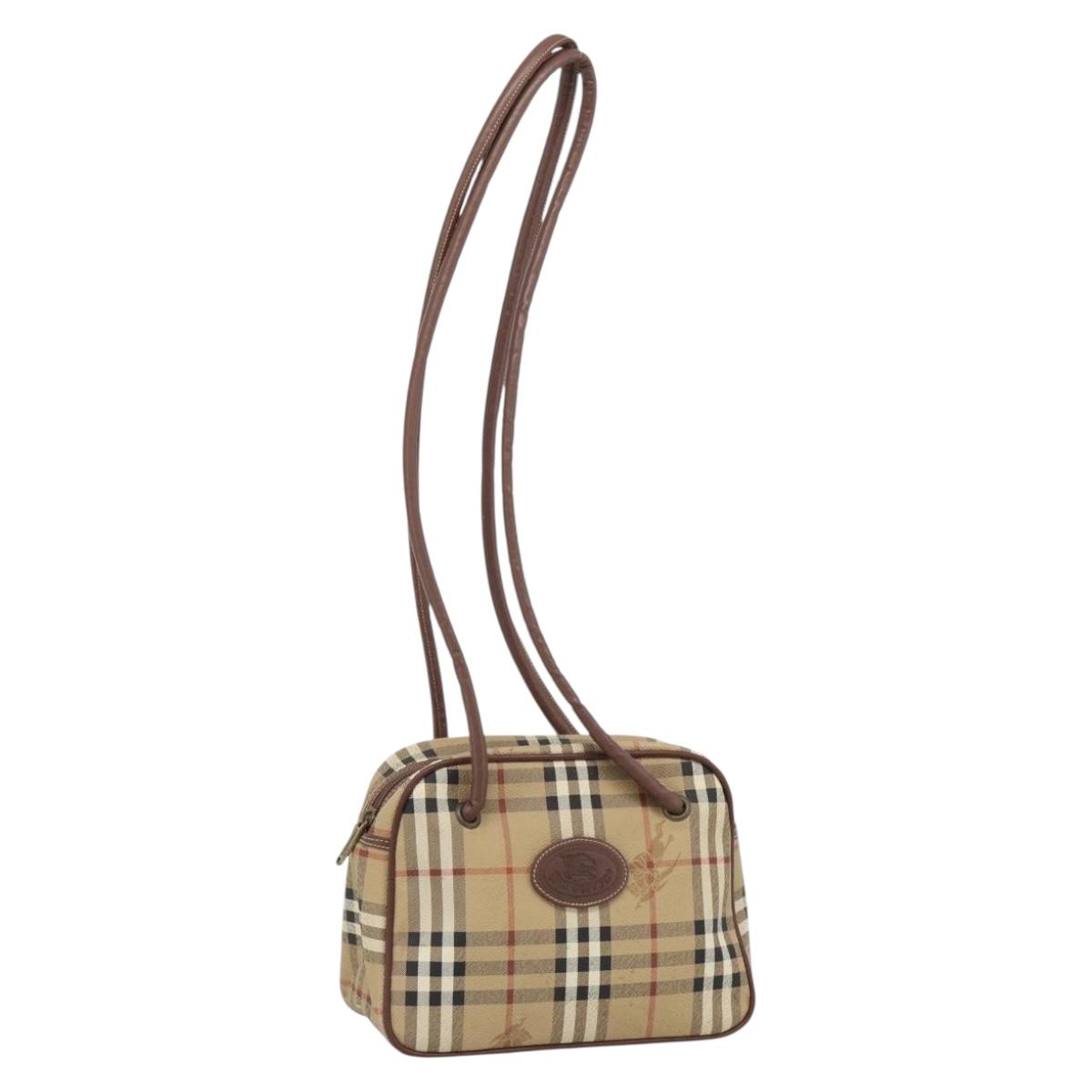 Burberrys Nova Check Shoulder Bag PVC Leather Beige Auth 78850