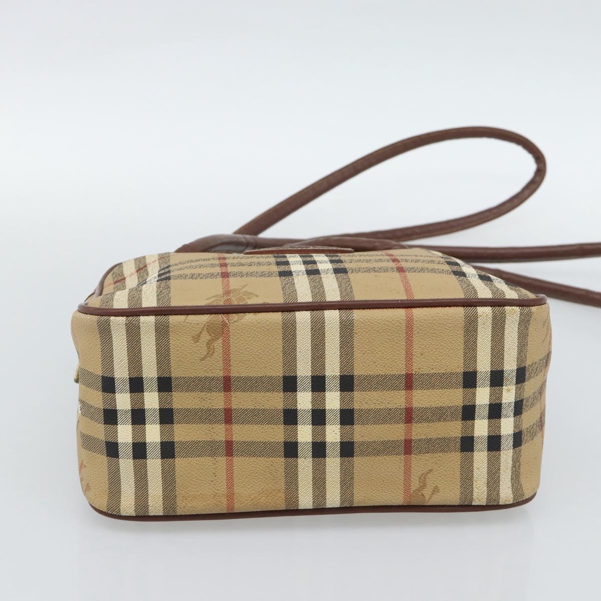 Burberrys Nova Check Shoulder Bag PVC Leather Beige Auth 78850