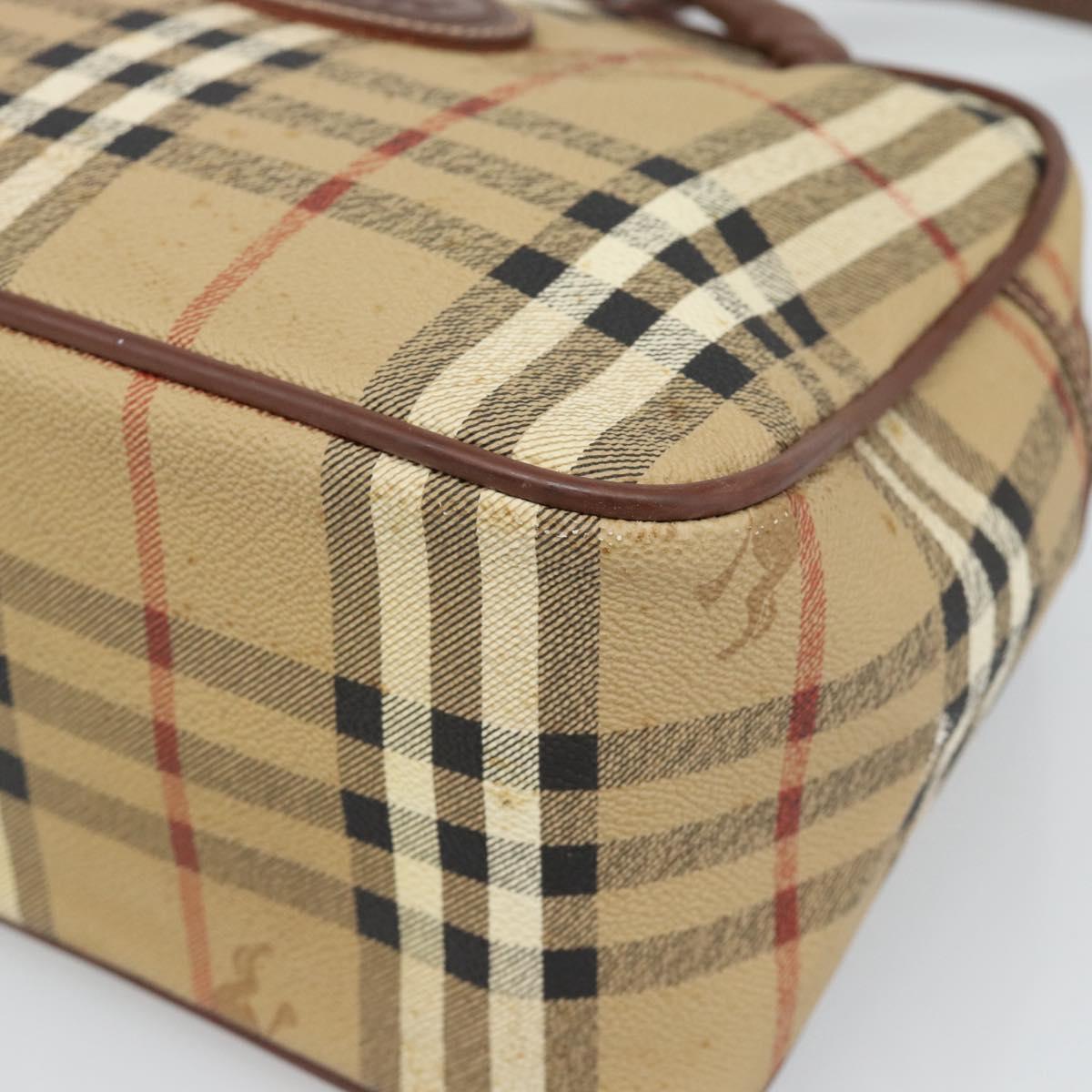 Burberrys Nova Check Shoulder Bag PVC Leather Beige Auth 78850