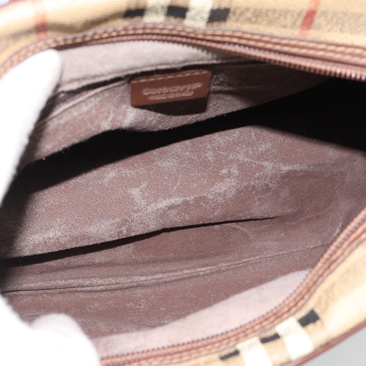 Burberrys Nova Check Shoulder Bag PVC Leather Beige Auth 78850