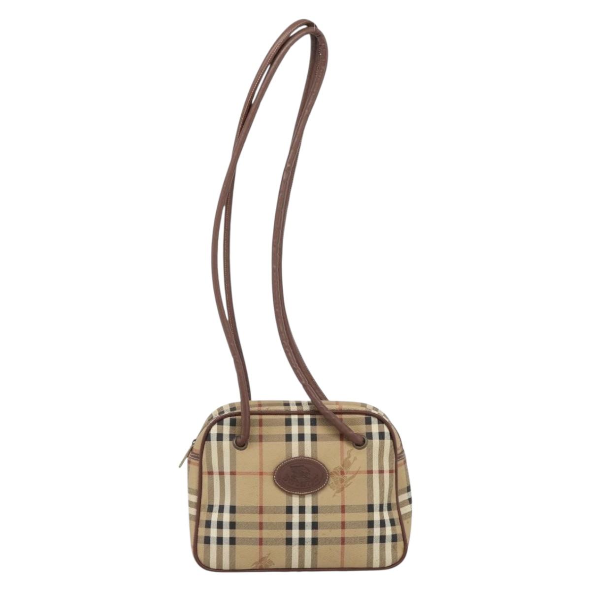 Burberrys Nova Check Shoulder Bag PVC Leather Beige Auth 78850