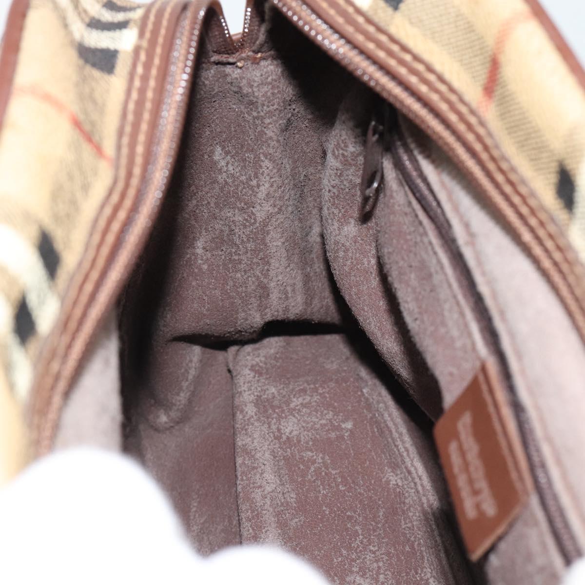Burberrys Nova Check Shoulder Bag PVC Leather Beige Auth 78850
