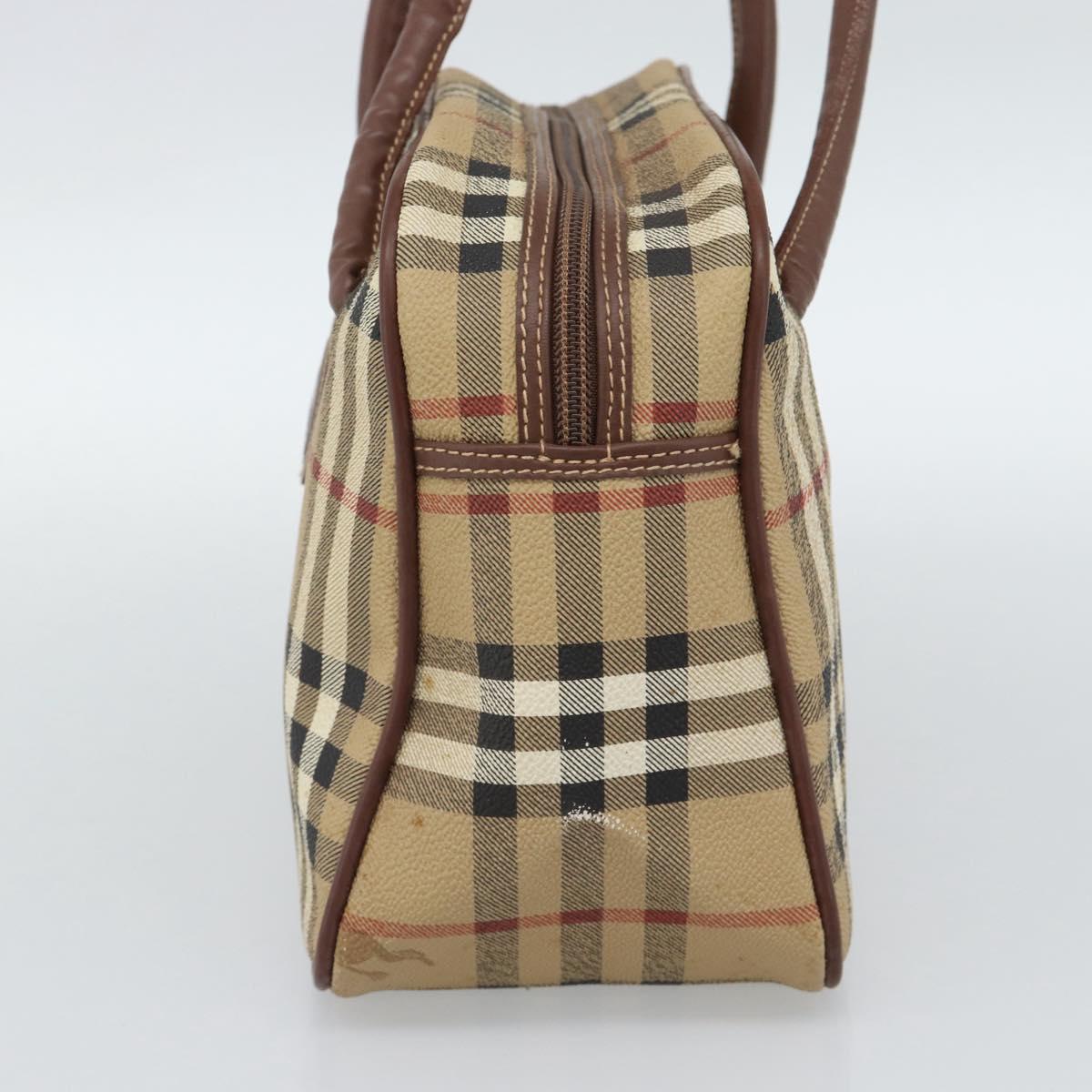 Burberrys Nova Check Shoulder Bag PVC Leather Beige Auth 78850