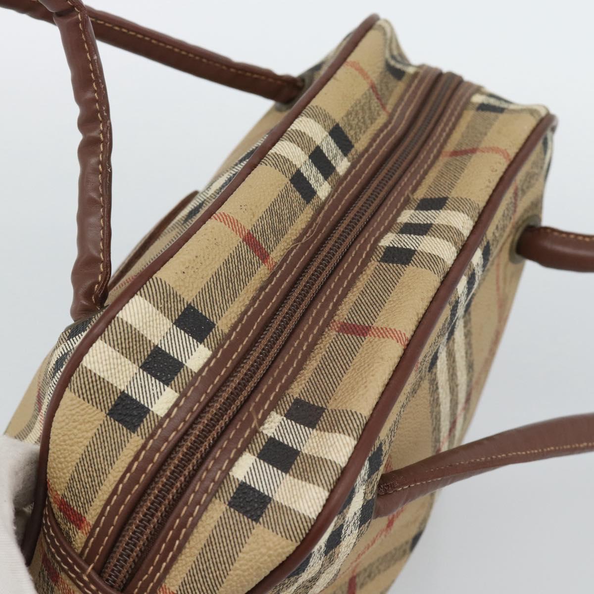Burberrys Nova Check Shoulder Bag PVC Leather Beige Auth 78850