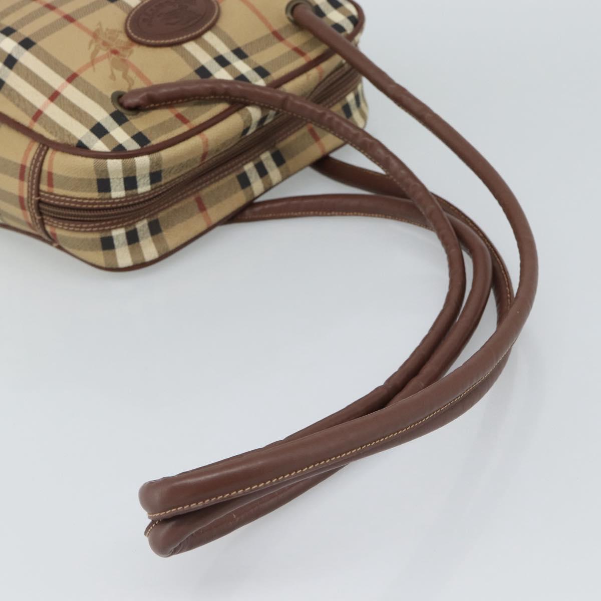 Burberrys Nova Check Shoulder Bag PVC Leather Beige Auth 78850