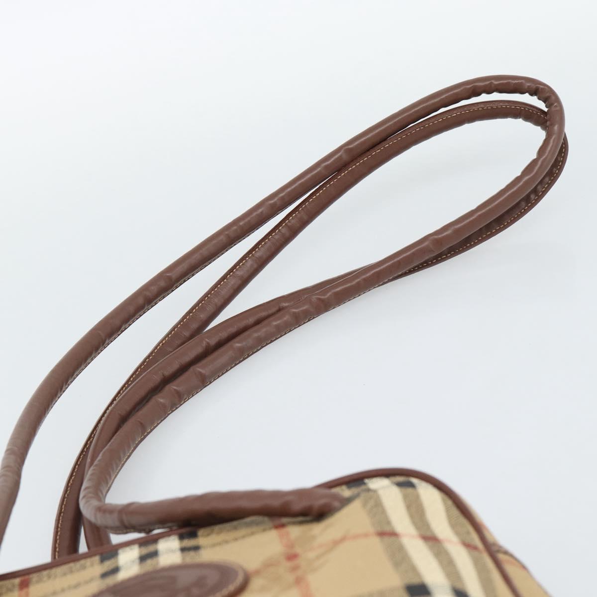 Burberrys Nova Check Shoulder Bag PVC Leather Beige Auth 78850