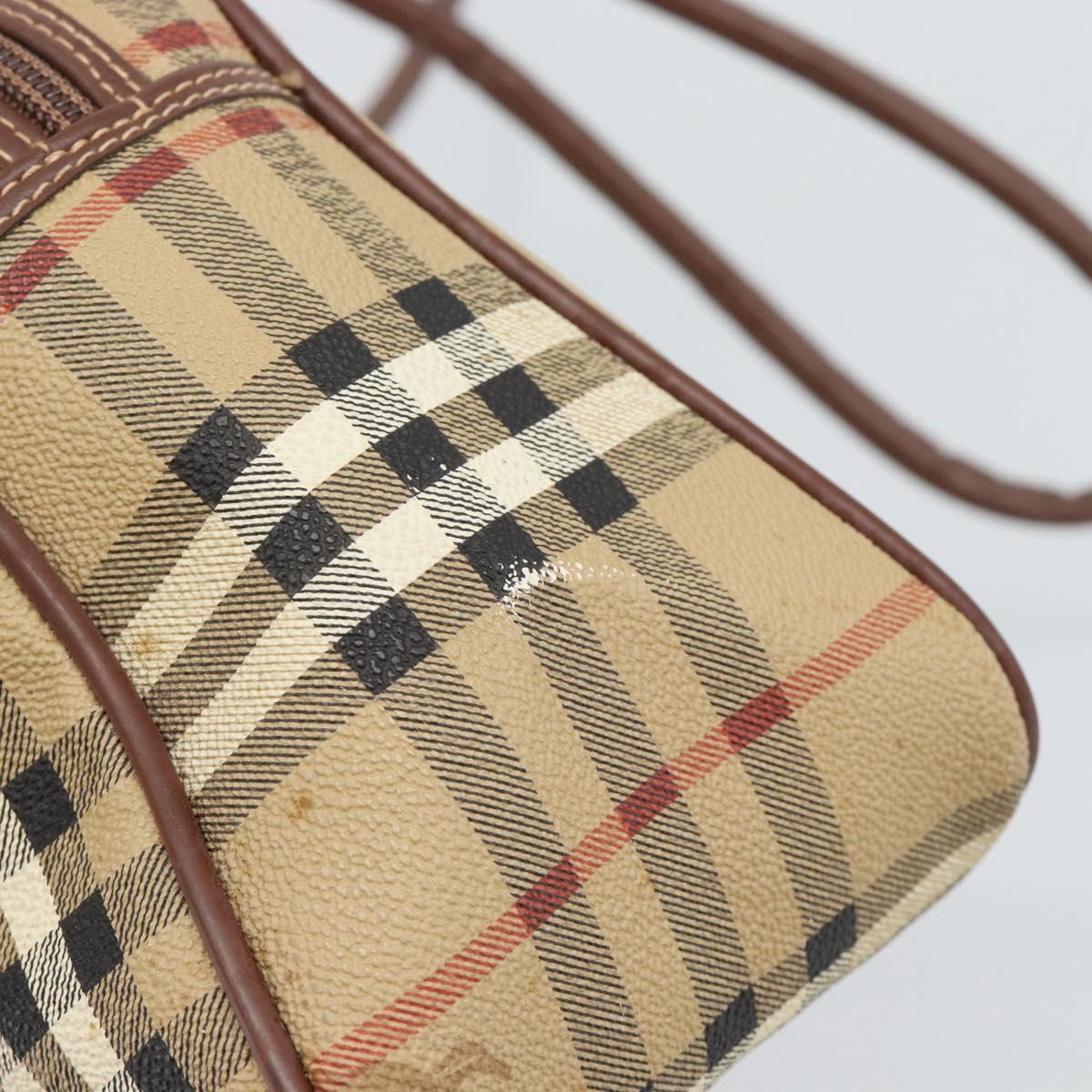 Burberrys Nova Check Shoulder Bag PVC Leather Beige Auth 78850