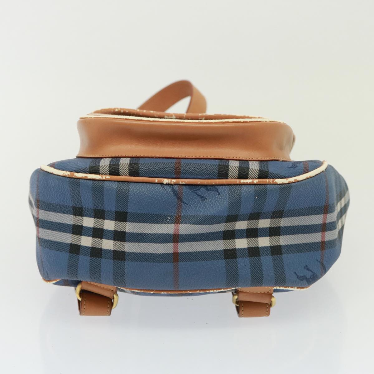 Burberrys Nova Check Shoulder Bag PVC Leather Blue Auth 78851