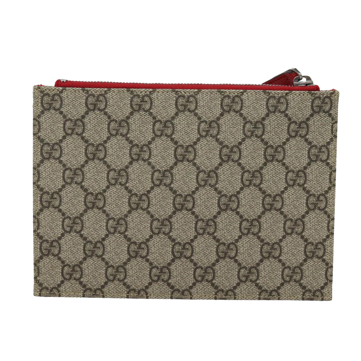 GUCCI GG Supreme Butterfly Clutch Bag PVC Beige 550781 Auth 79205V
