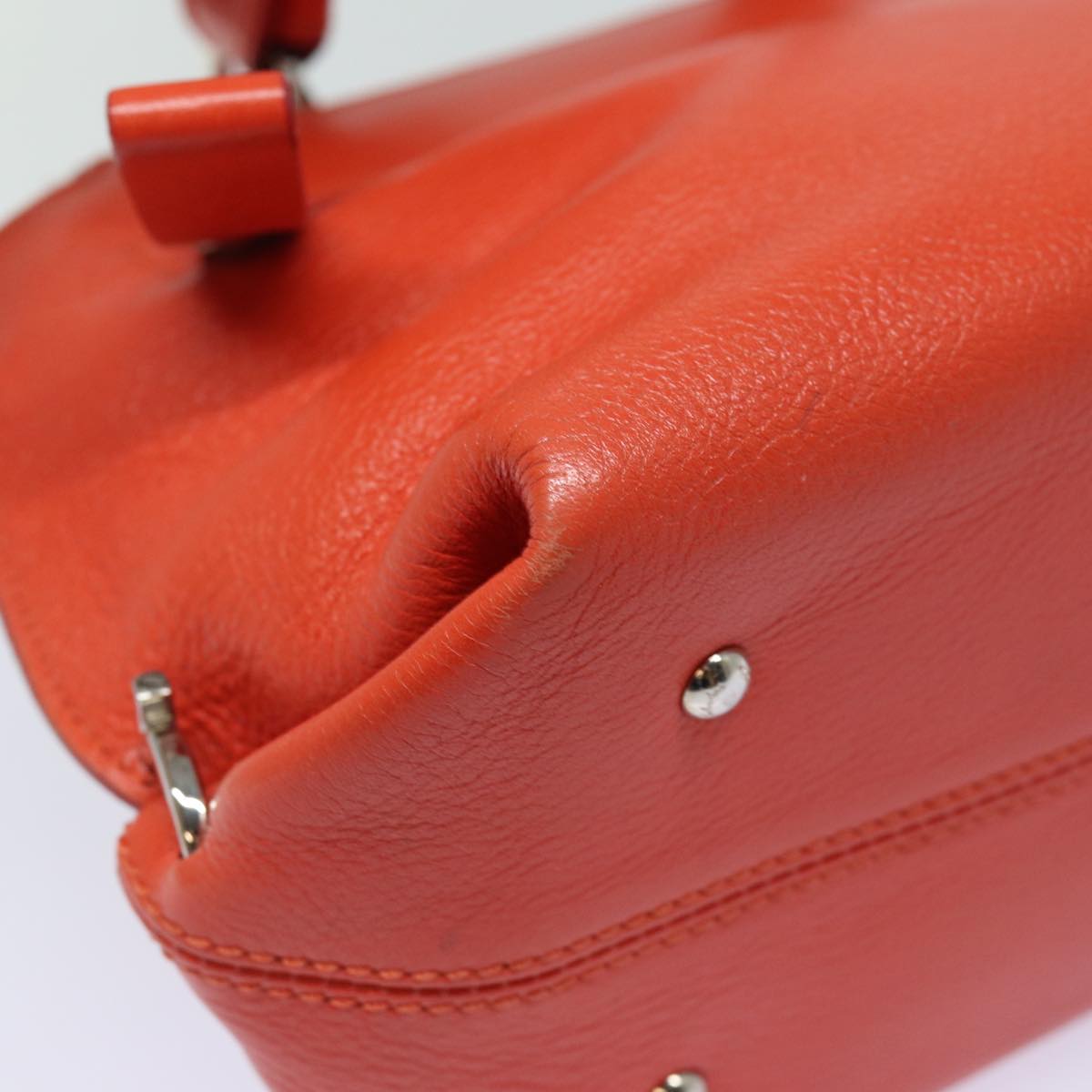 Salvatore Ferragamo Gancini Hand Bag Leather 2way Orange Auth 79212