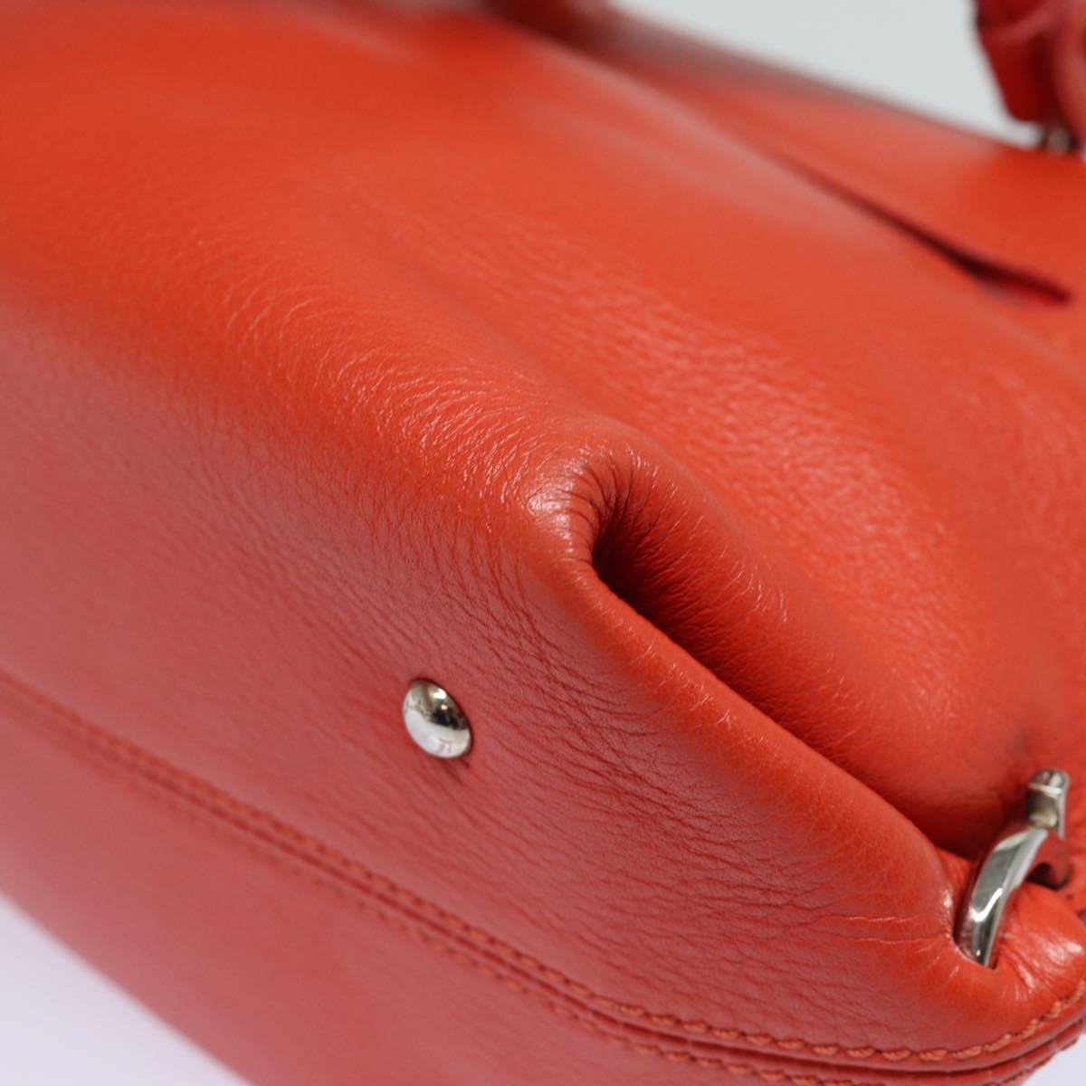 Salvatore Ferragamo Gancini Hand Bag Leather 2way Orange Auth 79212