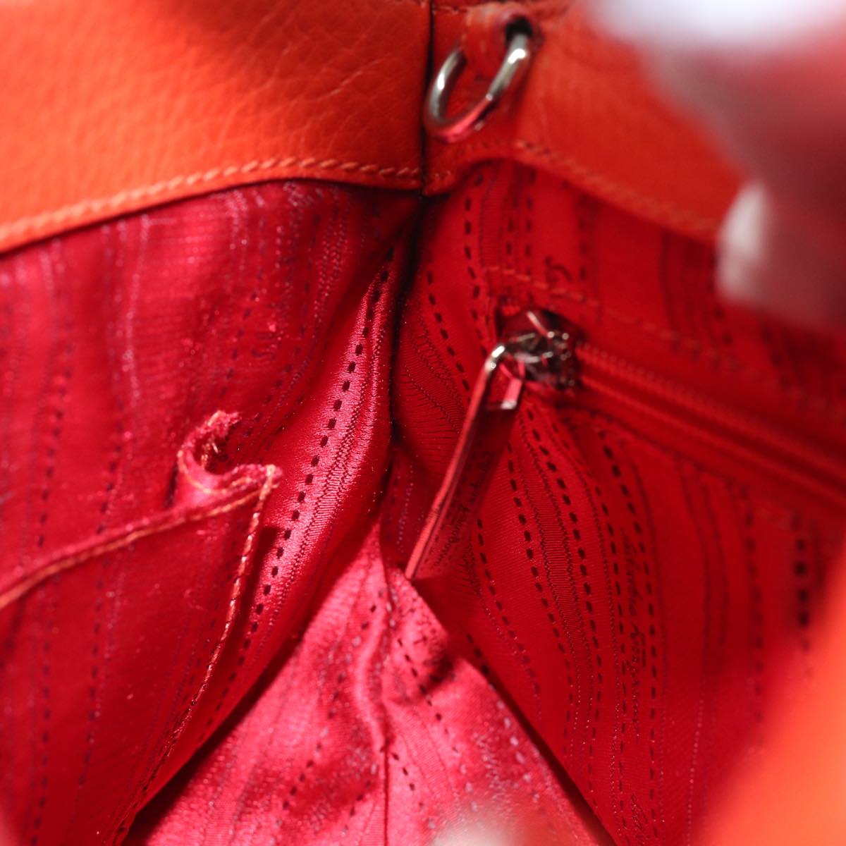 Salvatore Ferragamo Gancini Hand Bag Leather 2way Orange Auth 79212