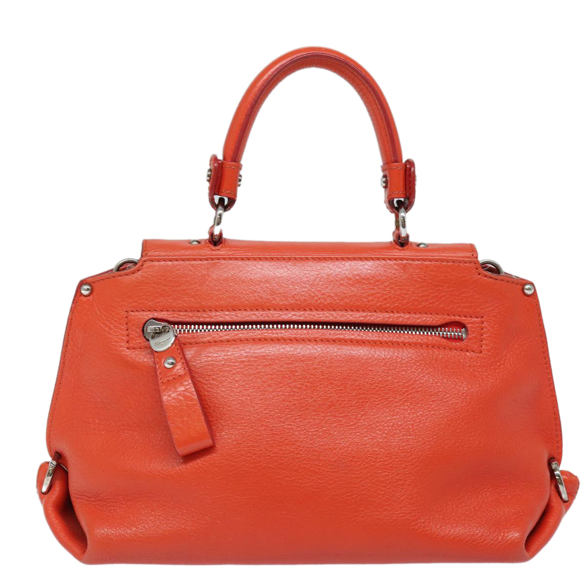 Salvatore Ferragamo Gancini Hand Bag Leather 2way Orange Auth 79212
