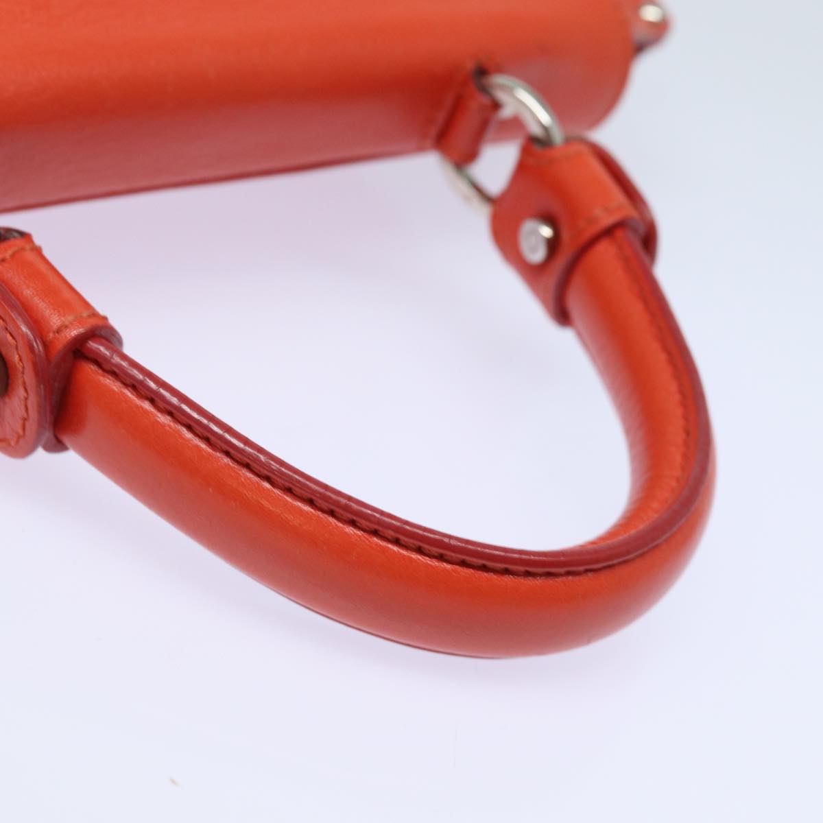 Salvatore Ferragamo Gancini Hand Bag Leather 2way Orange Auth 79212