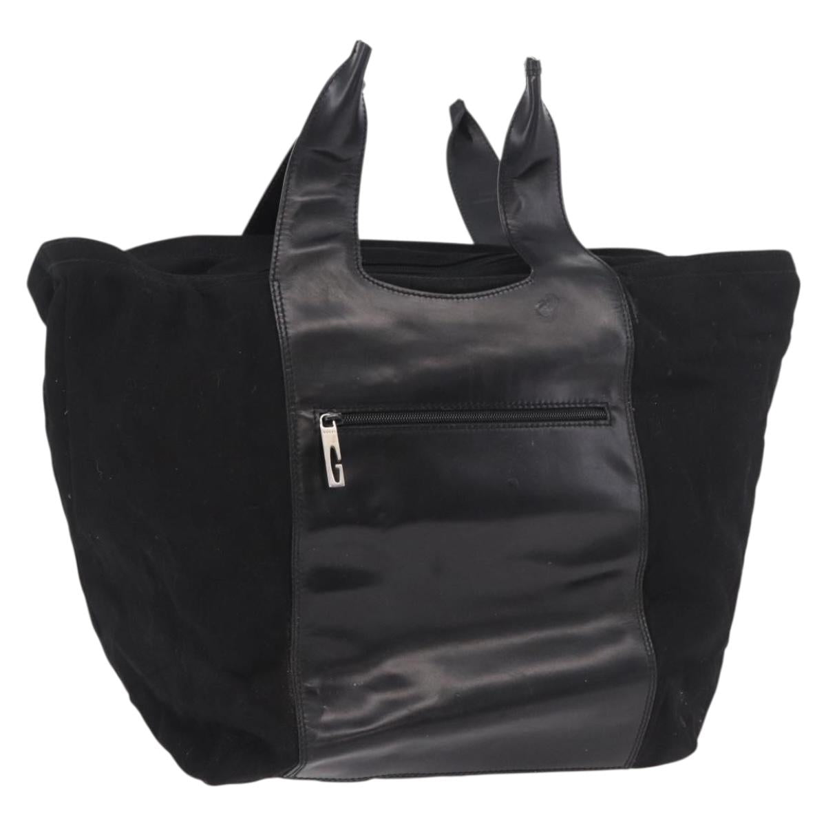GUCCI Tote Bag Leather Canvas Black 019 2058 Auth 79287