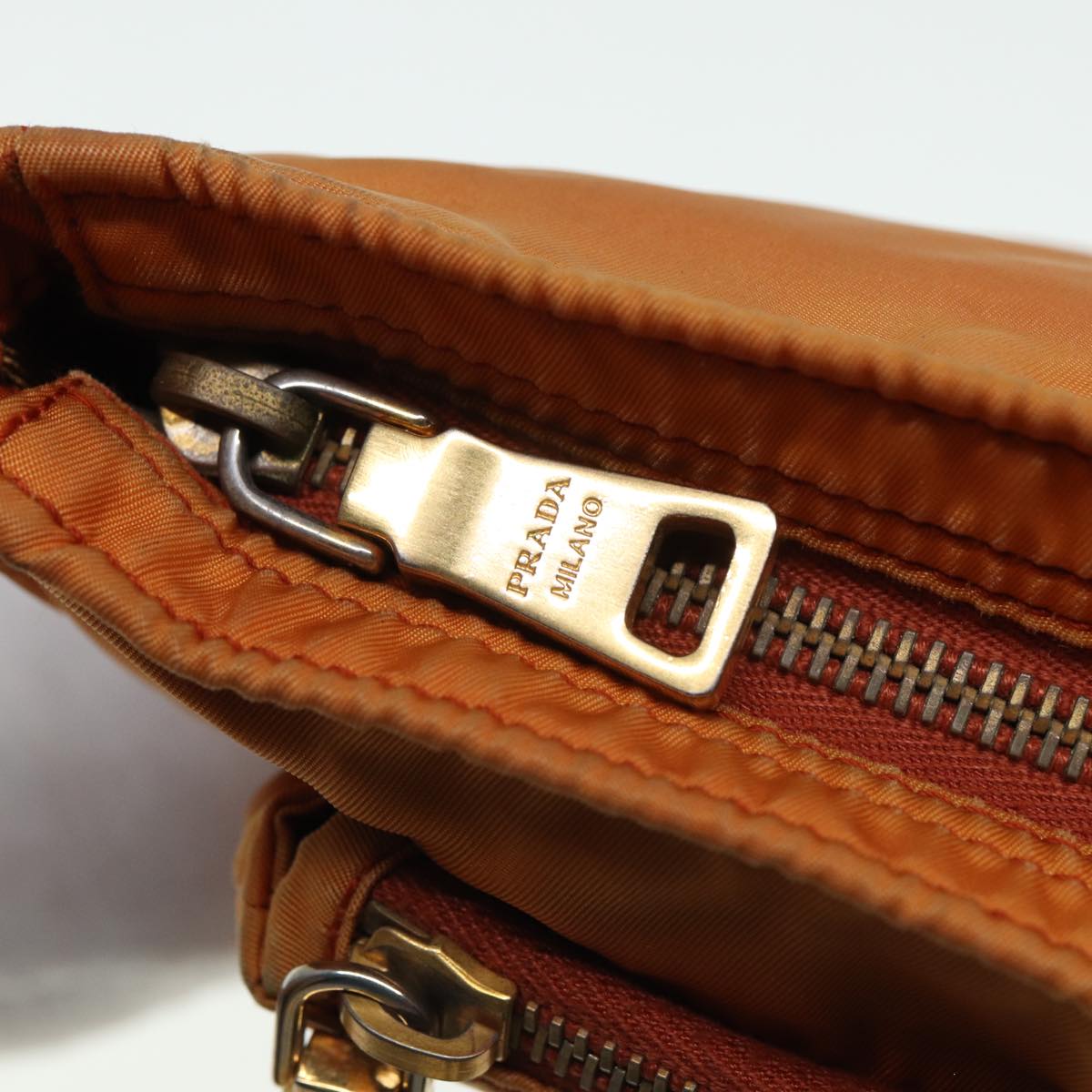 PRADA Shoulder Bag Nylon Orange Auth 79767