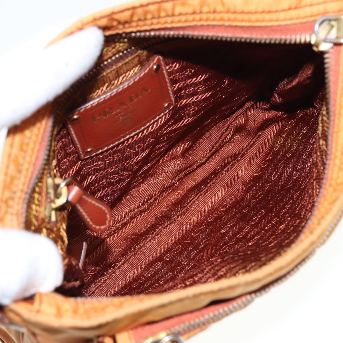 PRADA Shoulder Bag Nylon Orange Auth 79767