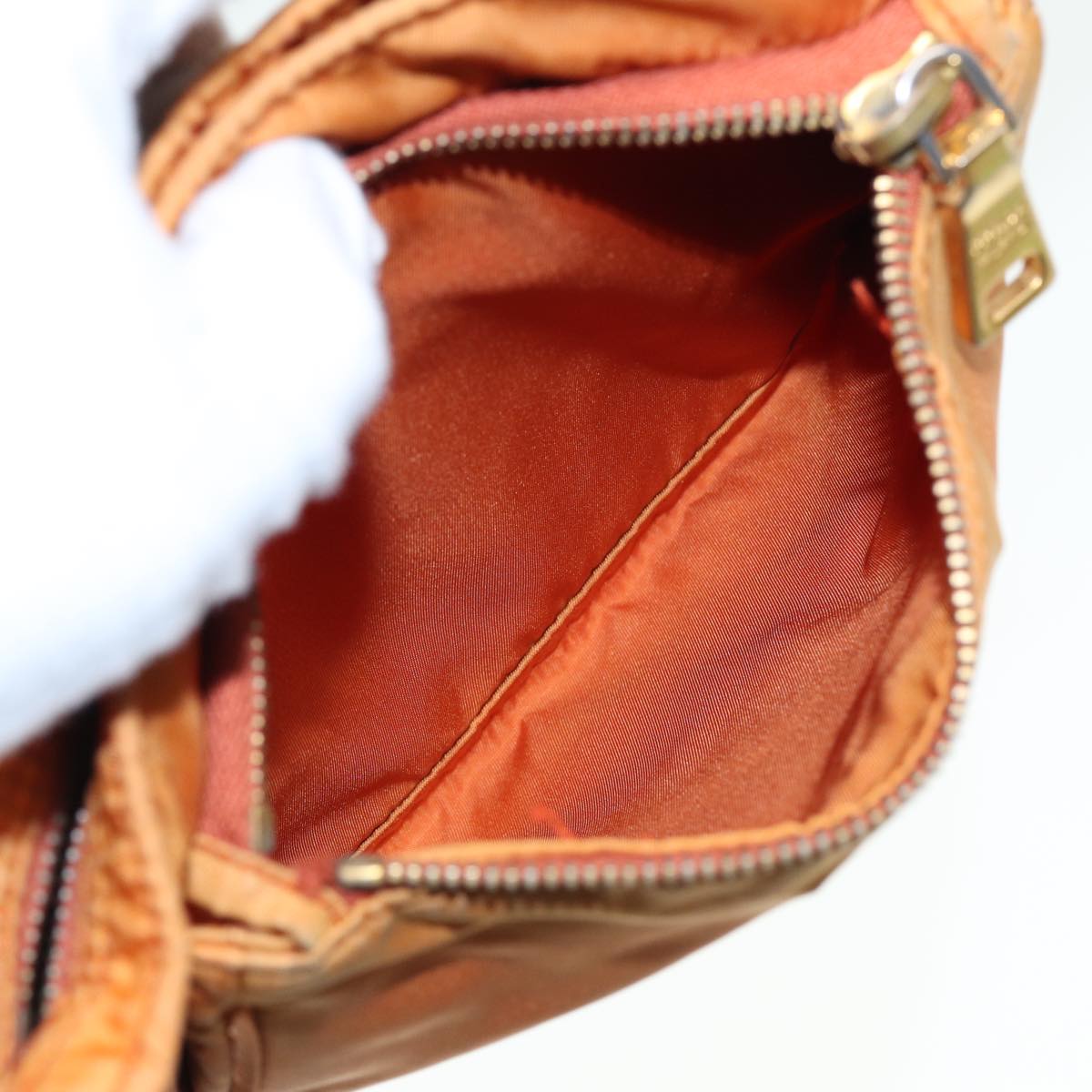 PRADA Shoulder Bag Nylon Orange Auth 79767