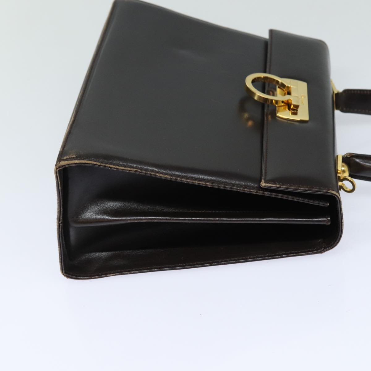 Salvatore Ferragamo Gancini Hand Bag Leather 2way Brown Auth 79812