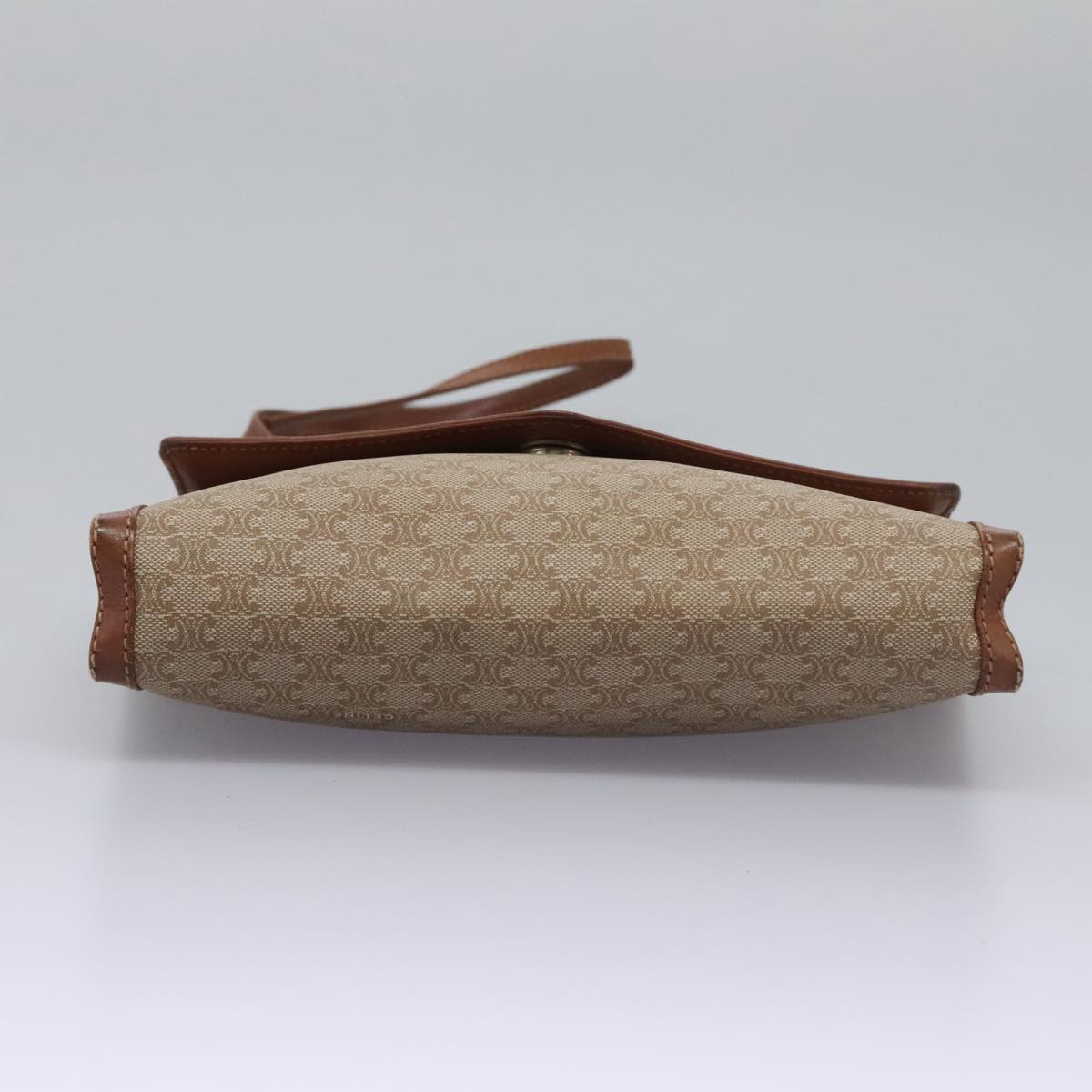 CELINE Macadam Canvas Shoulder Bag Beige Auth 80064