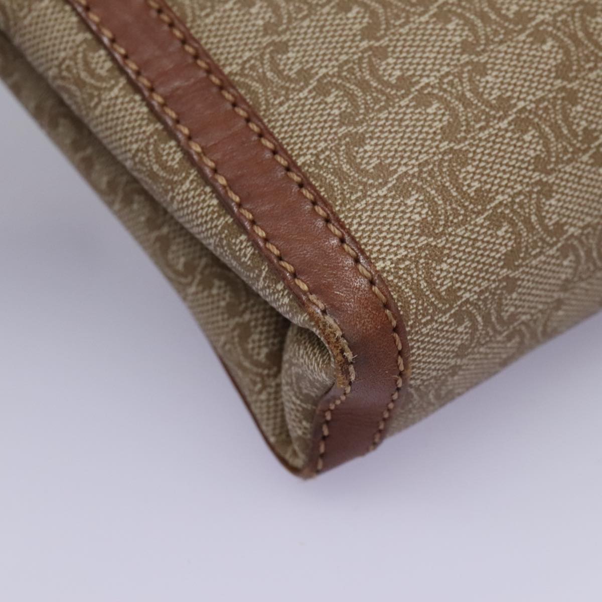 CELINE Macadam Canvas Shoulder Bag Beige Auth 80064