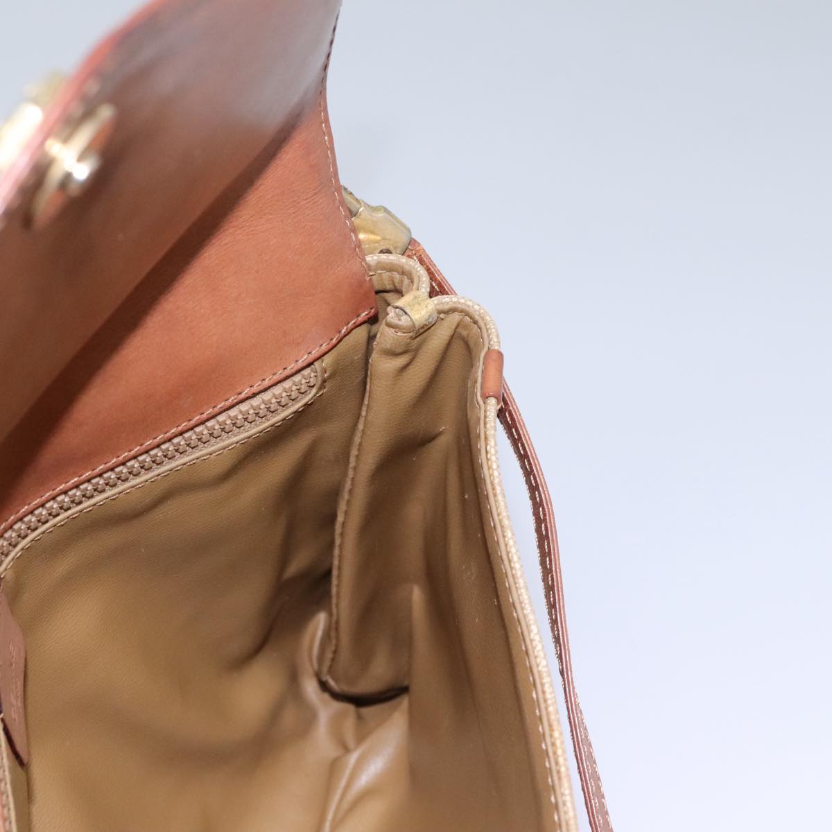 CELINE Macadam Canvas Shoulder Bag Beige Auth 80064