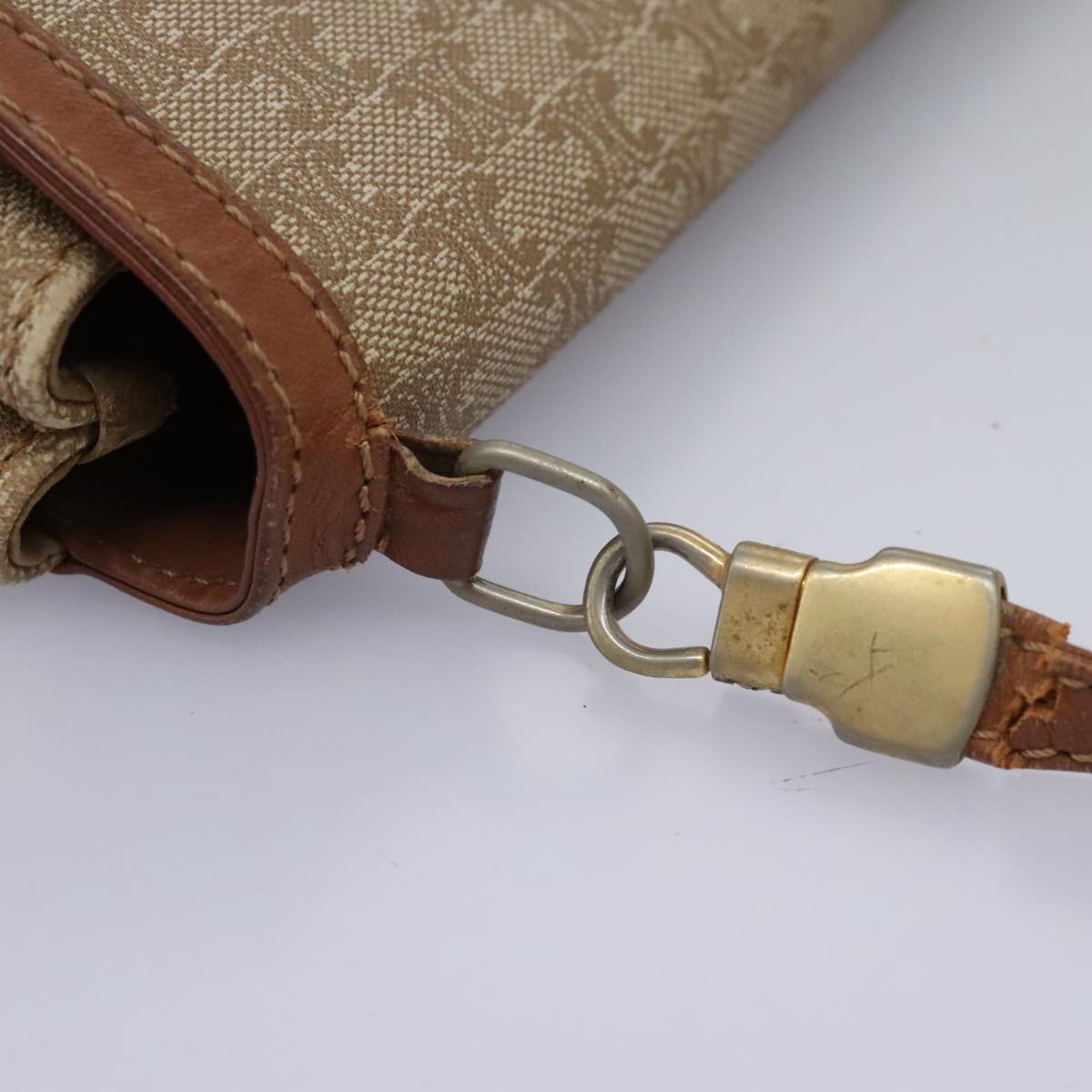 CELINE Macadam Canvas Shoulder Bag Beige Auth 80064