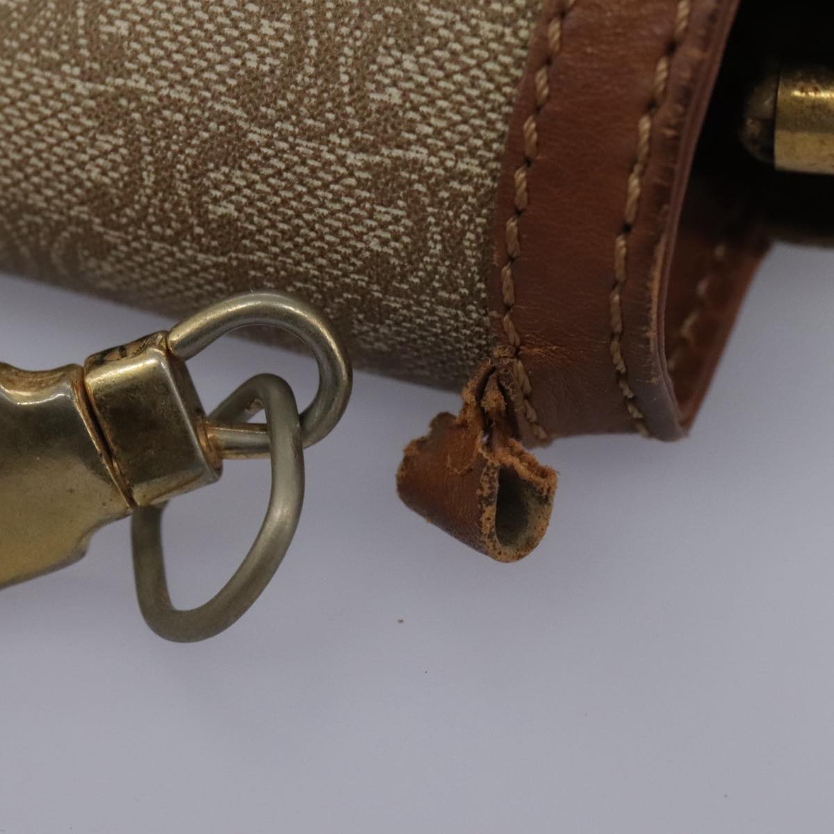 CELINE Macadam Canvas Shoulder Bag Beige Auth 80064