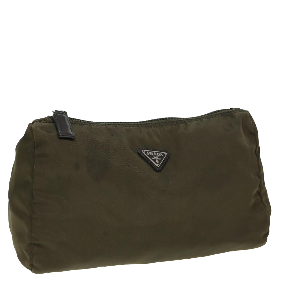 PRADA Pouch Nylon Khaki Auth 80183
