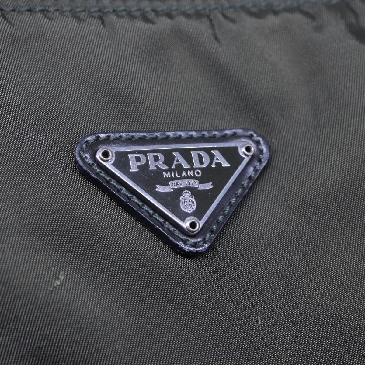 PRADA Pouch Nylon Khaki Auth 80183