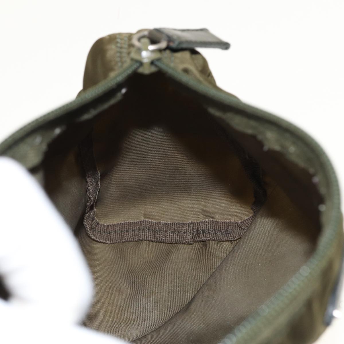 PRADA Pouch Nylon Khaki Auth 80183