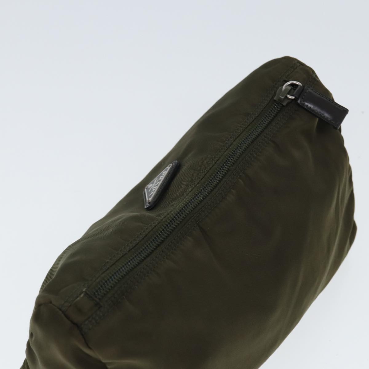 PRADA Pouch Nylon Khaki Auth 80183