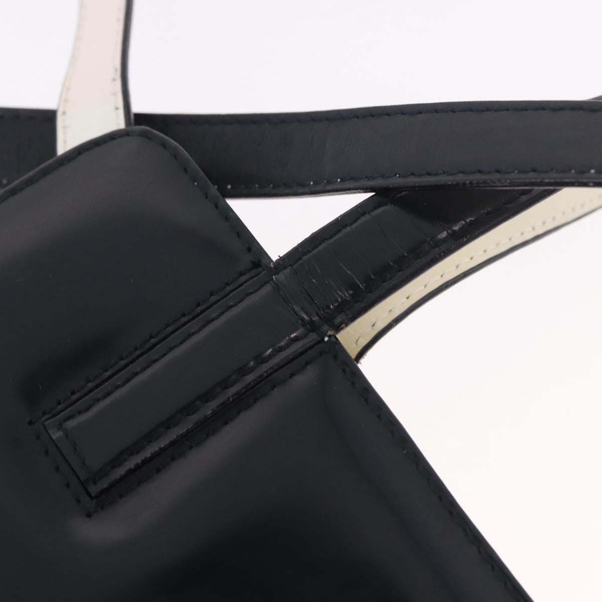 Salvatore Ferragamo Gancini Hand Bag Patent leather 2way Black Auth 80608