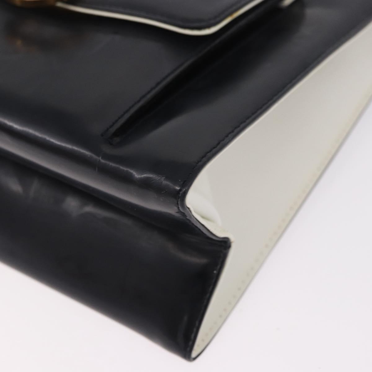 Salvatore Ferragamo Gancini Hand Bag Patent leather 2way Black Auth 80608