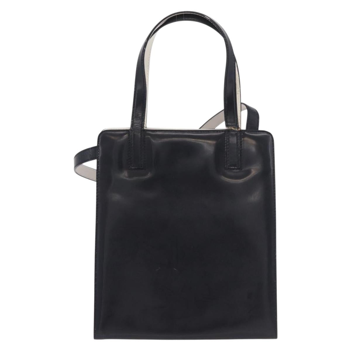 Salvatore Ferragamo Gancini Hand Bag Patent leather 2way Black Auth 80608