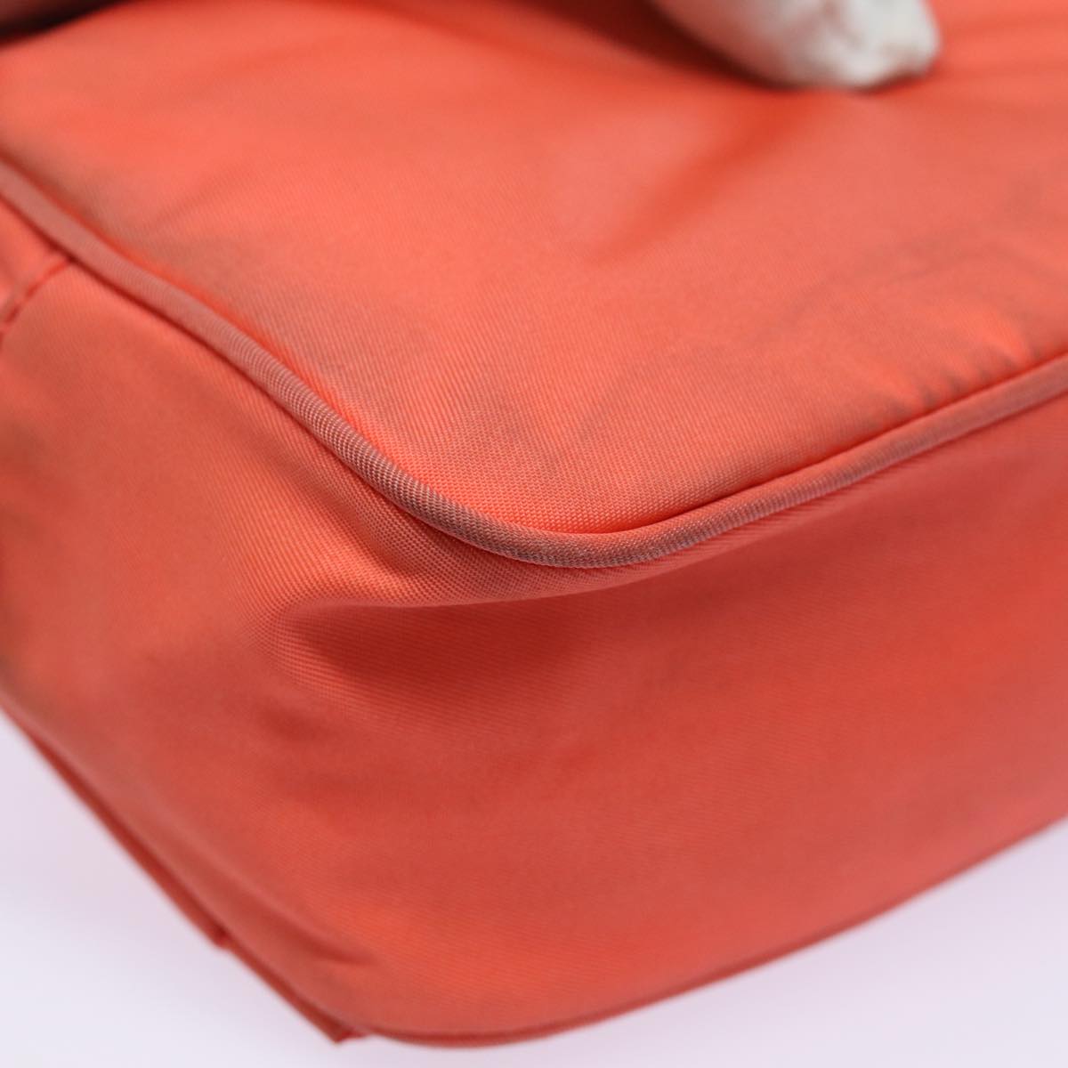 PRADA Ribbon Shoulder Bag Nylon Orange Auth 80629