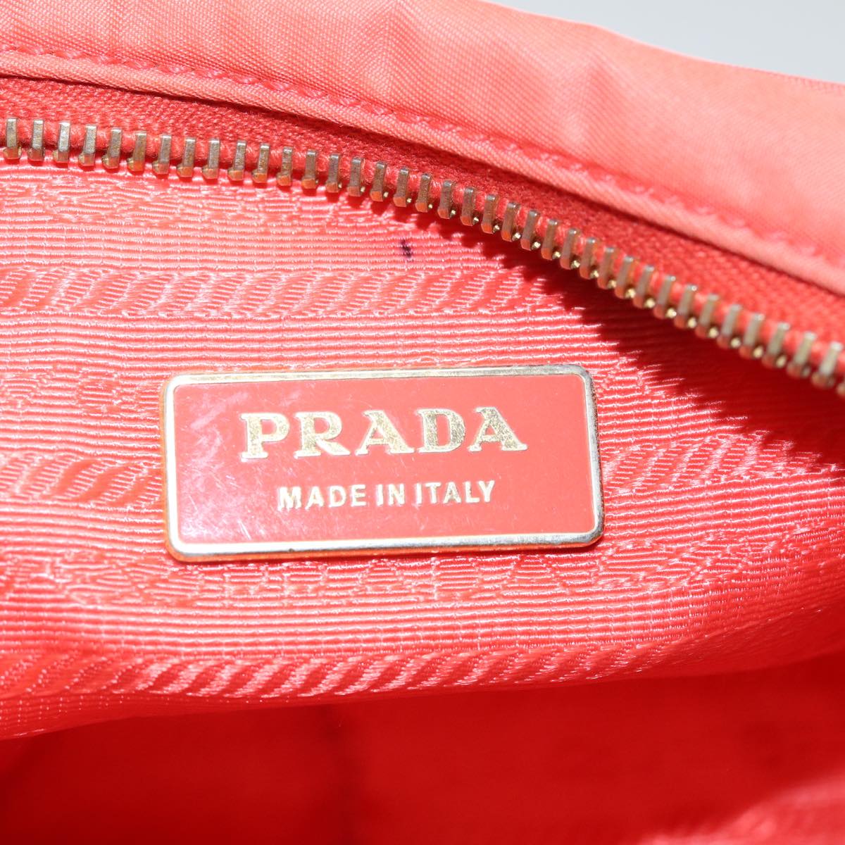 PRADA Ribbon Shoulder Bag Nylon Orange Auth 80629