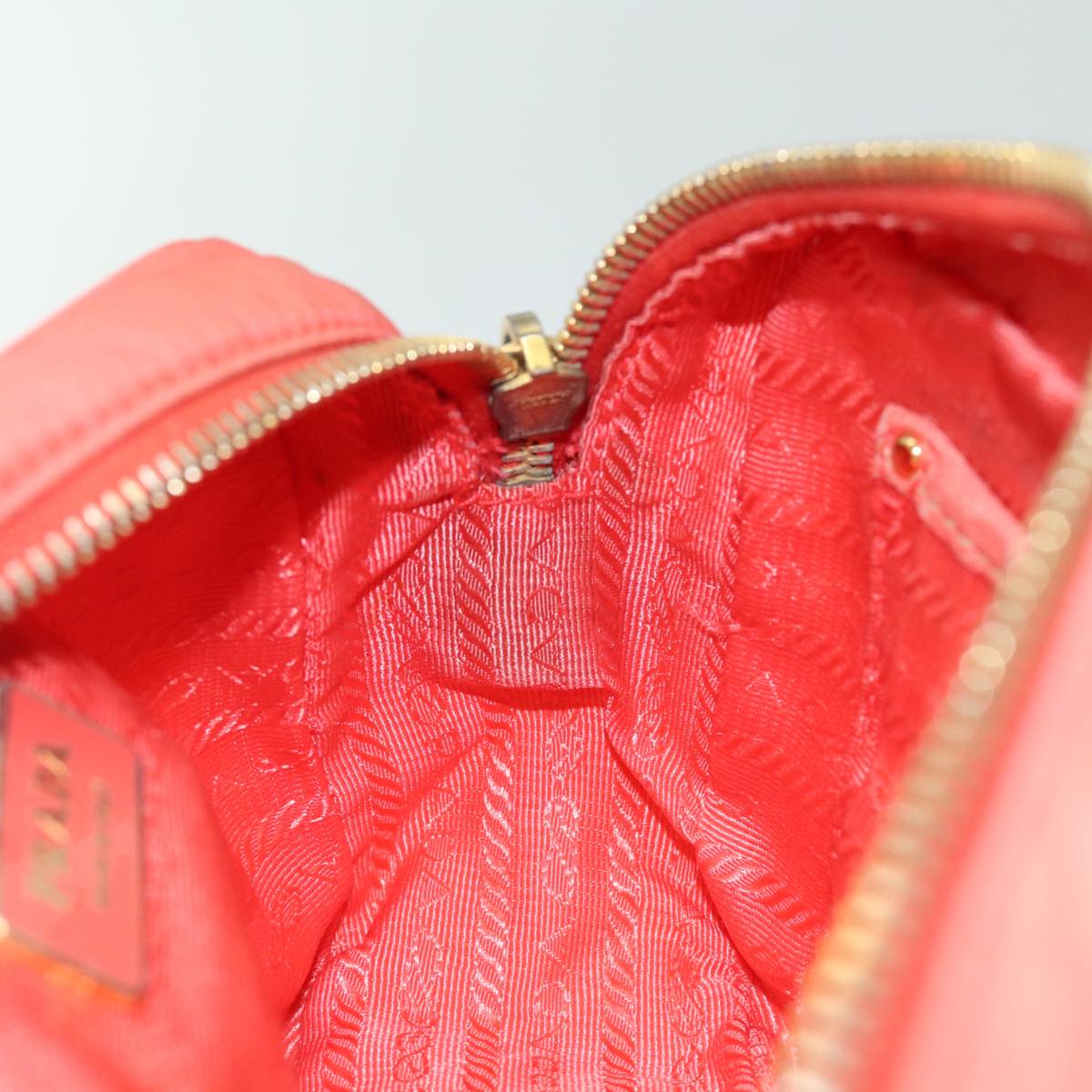 PRADA Ribbon Shoulder Bag Nylon Orange Auth 80629