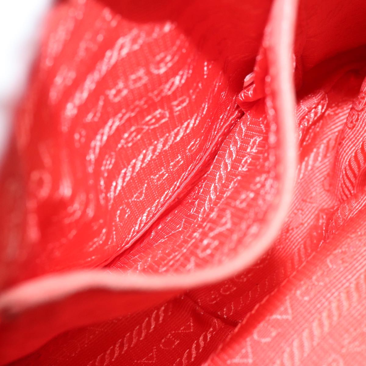 PRADA Ribbon Shoulder Bag Nylon Orange Auth 80629