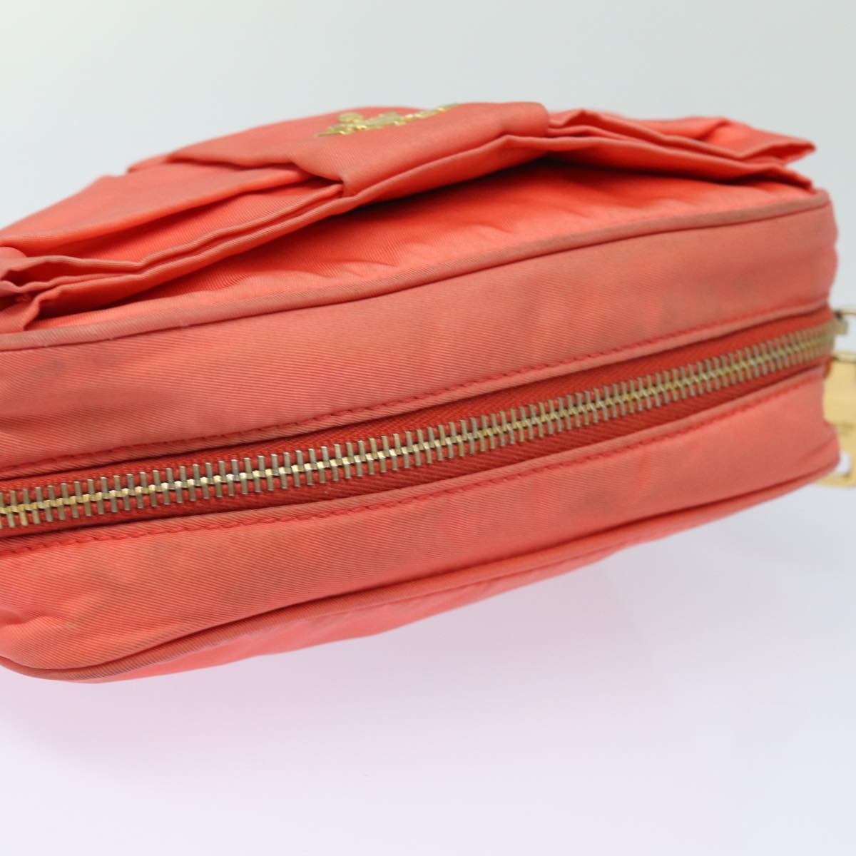 PRADA Ribbon Shoulder Bag Nylon Orange Auth 80629